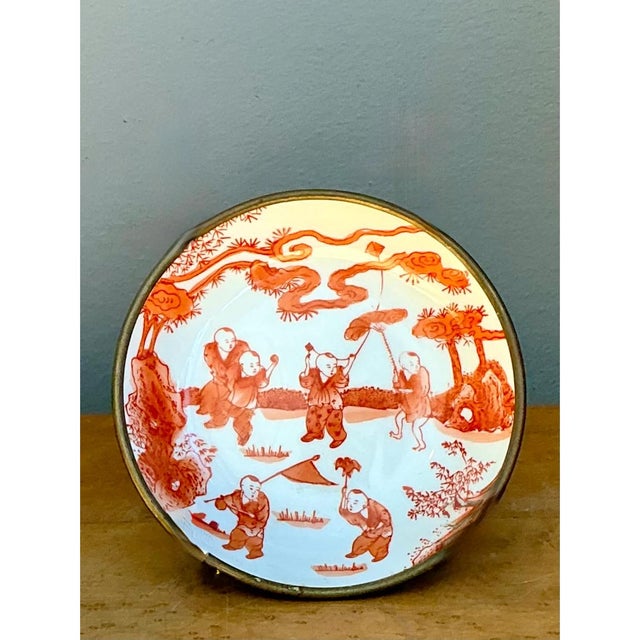 Vintage Decorative Japanese Ceramic and Brass Bowl For Sale - Image 4 of 12