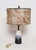 Mid-Century Modern Vintage Atomic Aladdin Matte Blue and White Glazed Ceramic Table Lamp With Shade For Sale - Image 3 of 18