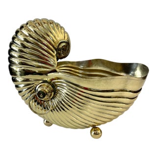 Italian Large Brass Nautilus Shell Bottle Cooler or Planter For Sale
