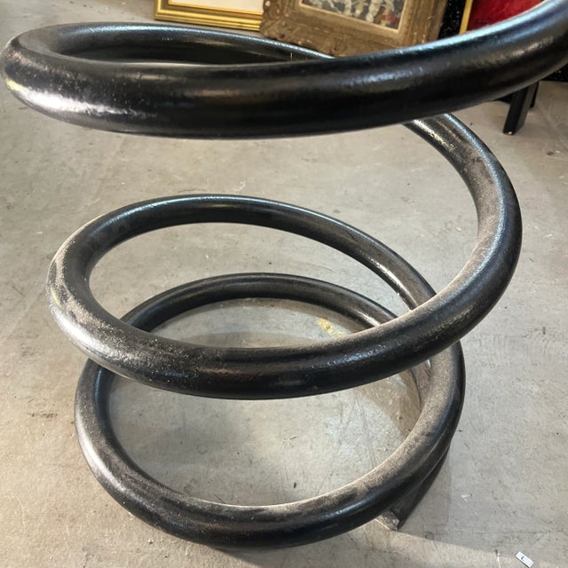 Black Helix Co Industrial Metal Spring and Leather Chair Bar Stool Vintage For Sale - Image 8 of 9