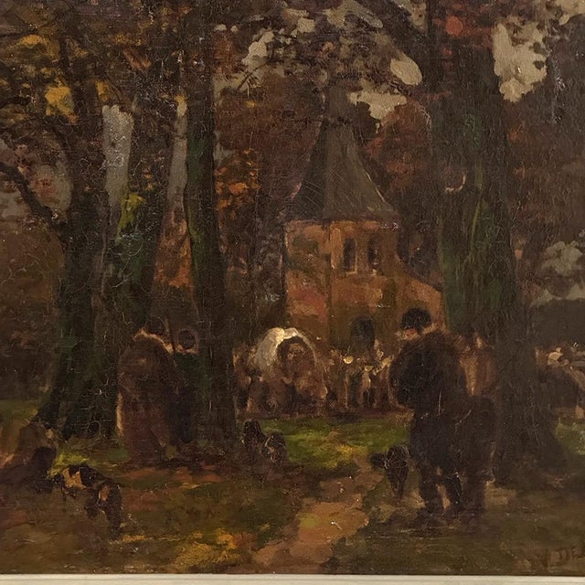 19th Century Belgian Landscape 'Autumn Village' by Victor De Buck (1855-1914) For Sale - Image 13 of 17