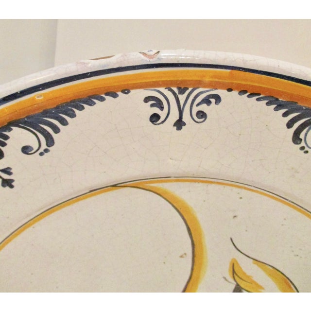 French Man in the Moon French Faience Deep Dish Charger 70s For Sale - Image 3 of 6