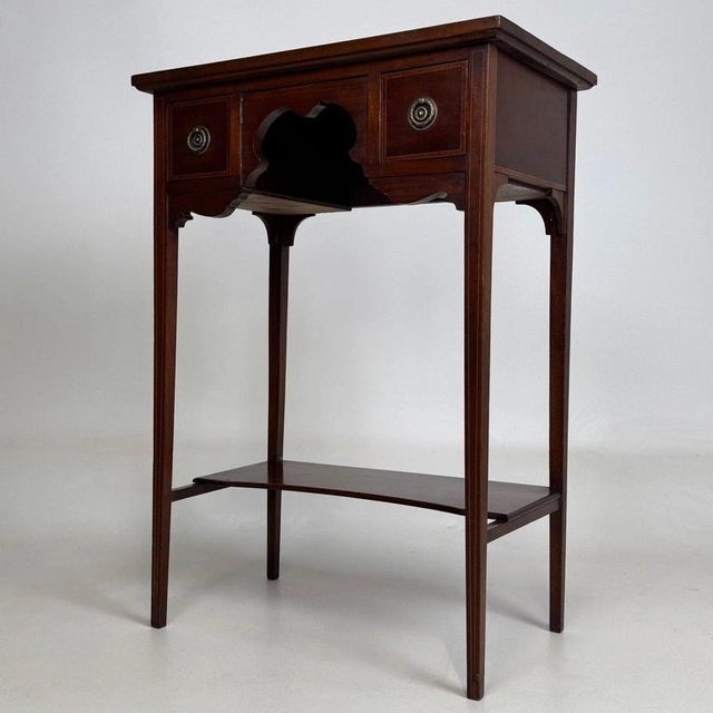 Antique English Edwardian Inlaid Mahogany Side Table, 1900s For Sale - Image 3 of 12