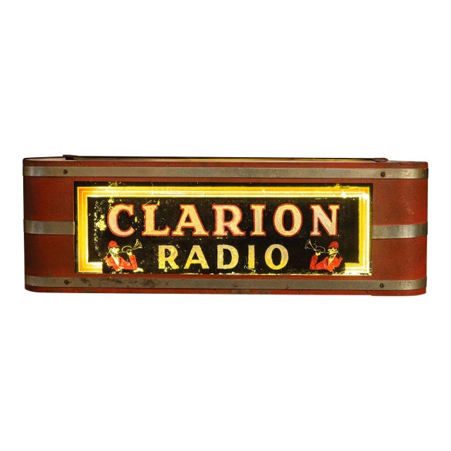 Vintage Clarion Radio Neon Counter Display Sign For Sale