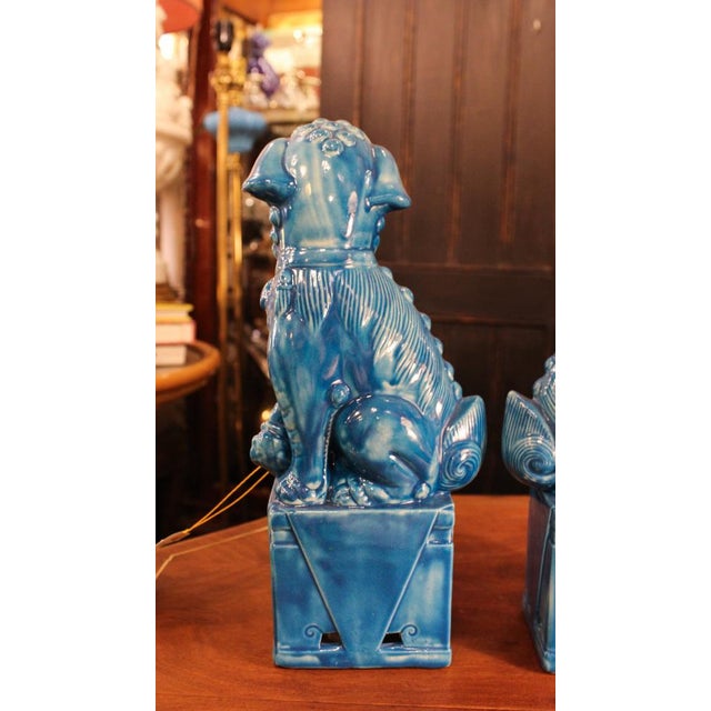 Ceramic Foo Dog-Shaped Bookends in Turquoise Glazed Ceramic, 1970s, Set of 2 For Sale - Image 7 of 11