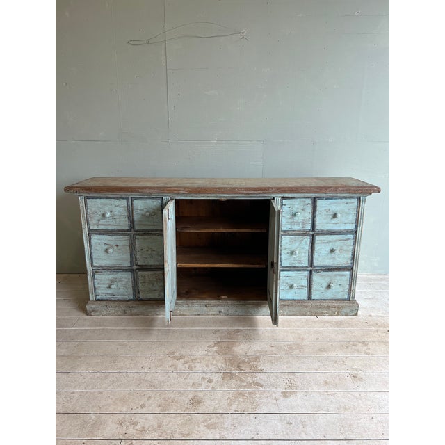 Sky Blue Italian Painted Multi Drawer, Sideboard Credenza For Sale - Image 8 of 11