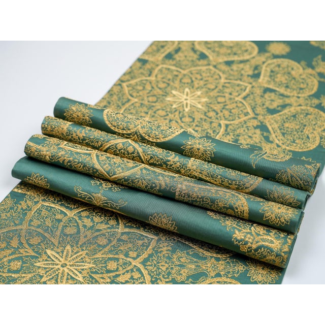 The "Jade Sovereign" Silk Table Runner For Sale - Image 4 of 8