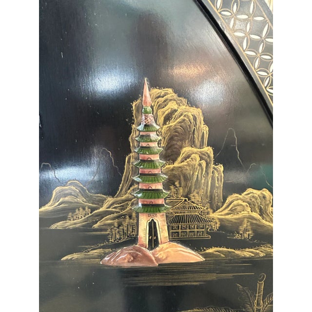 1940s 1940s Round Chinese Screen With Carved Figures For Sale - Image 5 of 13