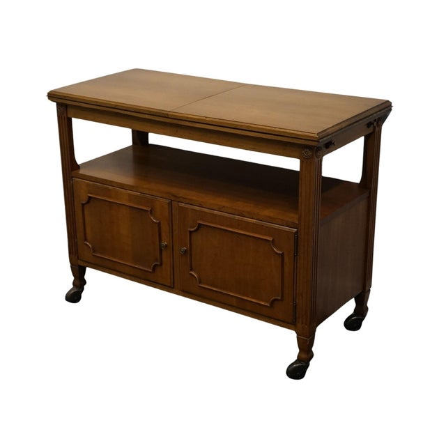 DAVIS CABINET Co. Solid Walnut Italian Provincial 80" Flip Top Server Buffet 31" High Leaves Closed: 40.5" Wide Leaves...