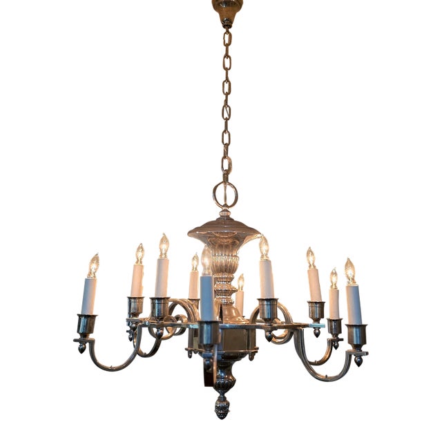 12 Light Silver Chandelier For Sale