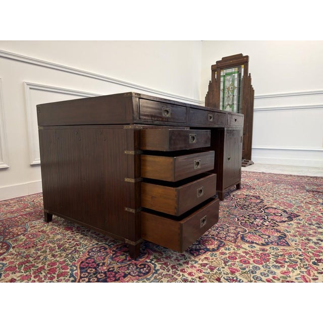 English Campaign Style Desk For Sale - Image 11 of 16