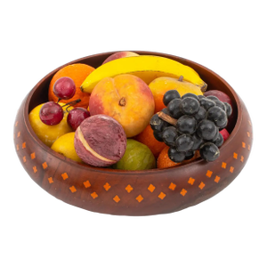 Vintage Italian Hand Painted Marble Stone Fruit in a Hand-Turned Bowl