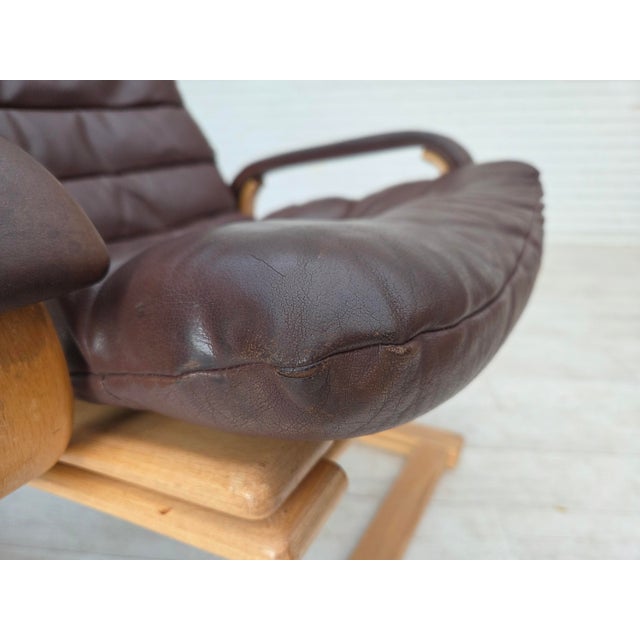 Danish Leather and Bentwood Lounge Chair by Georg Thams for Bramin, 1970s For Sale - Image 4 of 18
