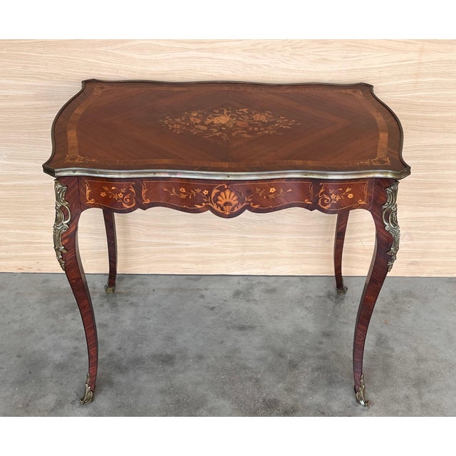 French 19th Century Louis XV Marquetry Writing Table For Sale - Image 18 of 18