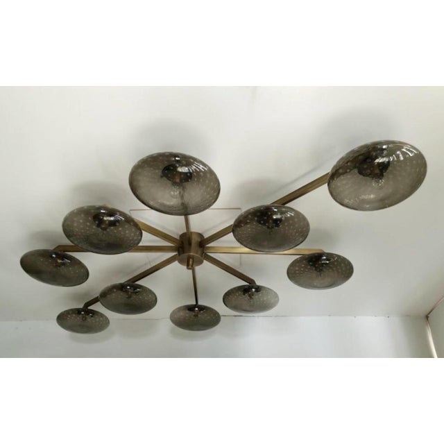 Not Yet Made - Made To Order 21st Century Dieci Bronze Smoky Bubbles Murano Flush Mount by Fabio LTD For Sale - Image 5 of 11