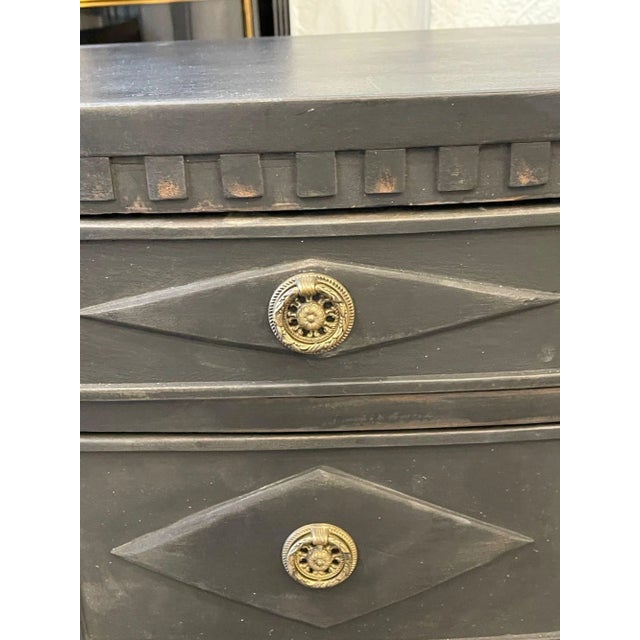 Wood 19th Century Swedish Empire Style Painted Black Chest For Sale - Image 7 of 10
