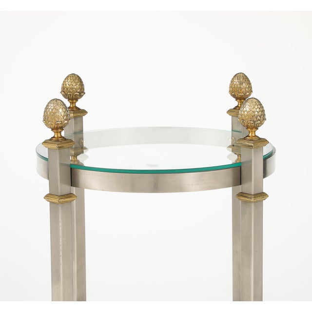 Maison Jansen Style 3 Tier Steel and Brass Side Table For Sale In New York - Image 6 of 15