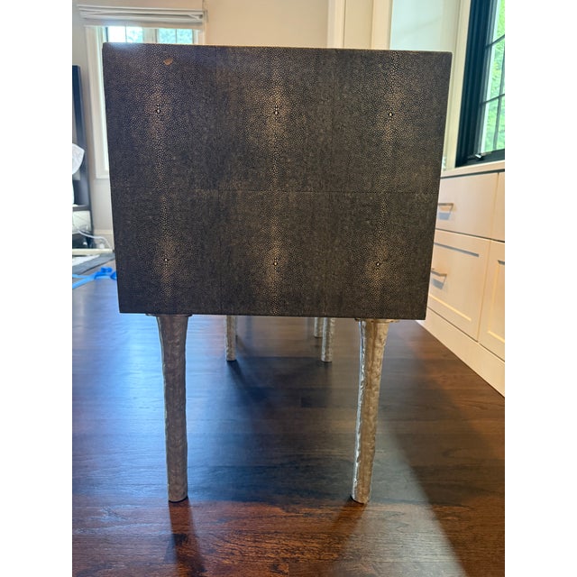 2010s Made Goods Dario Faux Shagreen Nightstands (Pair), Attributed - Mid-Century Modern For Sale - Image 5 of 18