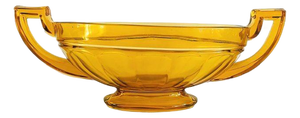 Antique Art Deco Fruit Bowl in Amber Glass from Val Saint Lambert, 1930s