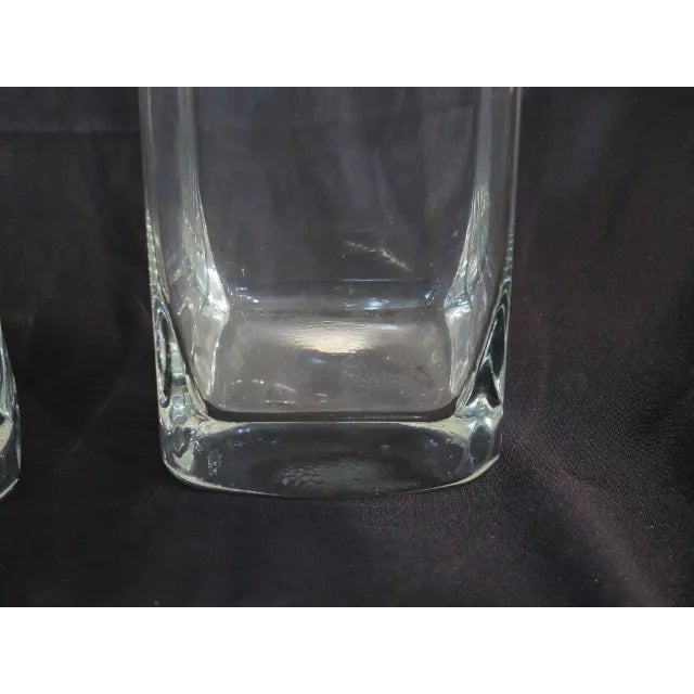 Traditional Castilian Square Glass Vases- A Pair For Sale - Image 3 of 5