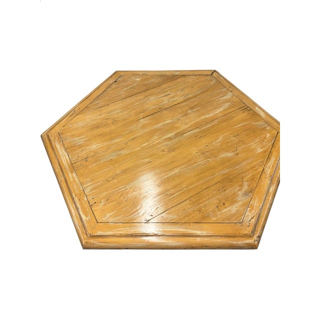 Hollywood Regency Large Wood Table With Rattan Base For Sale - Image 3 of 8