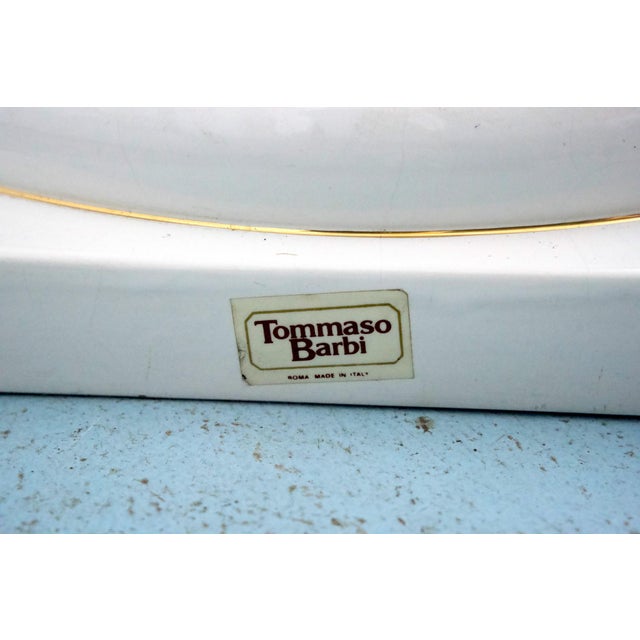 White Ceramic Vase with Gold Details and Column by Tommaso Barbi, Italy, 1970s For Sale - Image 16 of 18