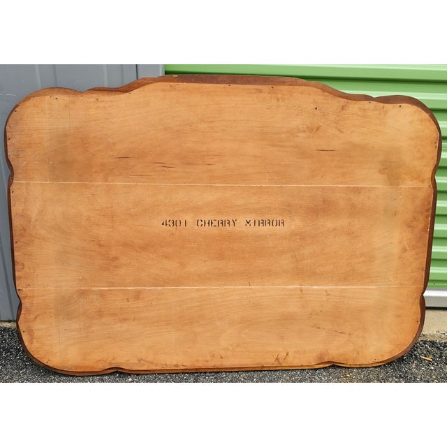 Mid Century Permacraft Provincial Style Carved Solid Cherry Wall Mirror For Sale - Image 9 of 10
