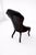 Quaint antique Victorian side chair in black papier mache with MOP inlay and painted florals on the back. Seat is caned....