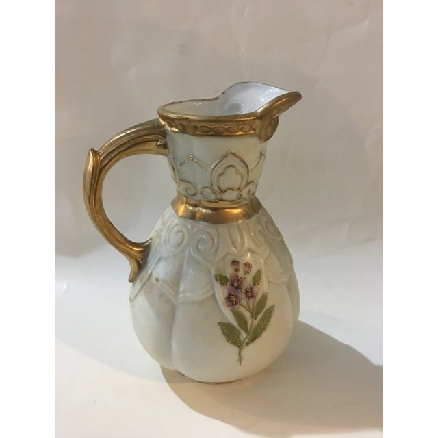 Floral Porcelain Jug With Gilt Highlights For Sale - Image 4 of 9