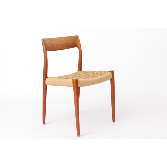 Wood Mid-Century Danish Model 77 Dining Chair in Teak and Danish Paper Cord, 1960s For Sale - Image 7 of 13