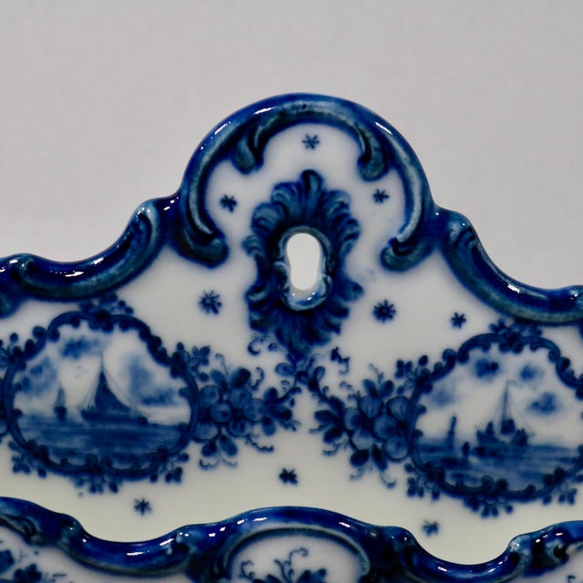 Late 19th Century Delft Pattern Blue and White Letter Holder and Receipt Spindle For Sale - Image 5 of 16
