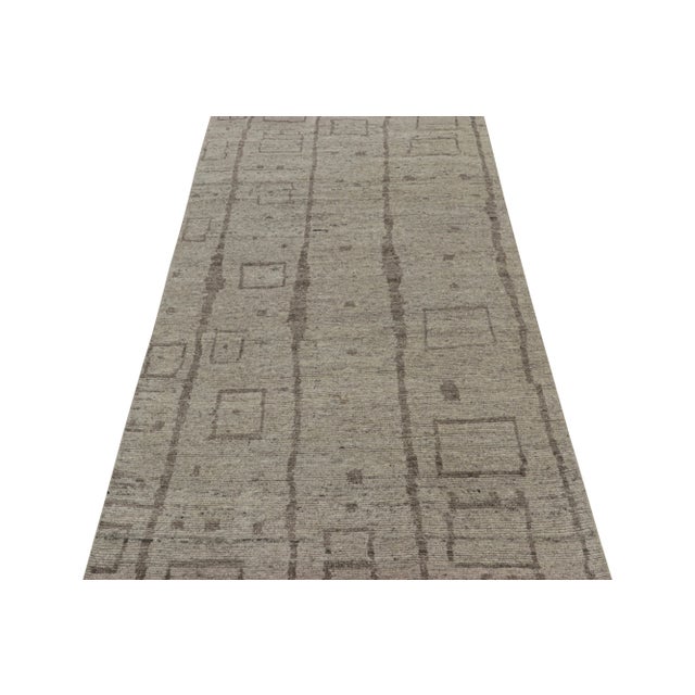 Tribal Rug & Kilim’s Modern Moroccan Style Rug With Beige and Gray Geometric Patterns For Sale - Image 3 of 8
