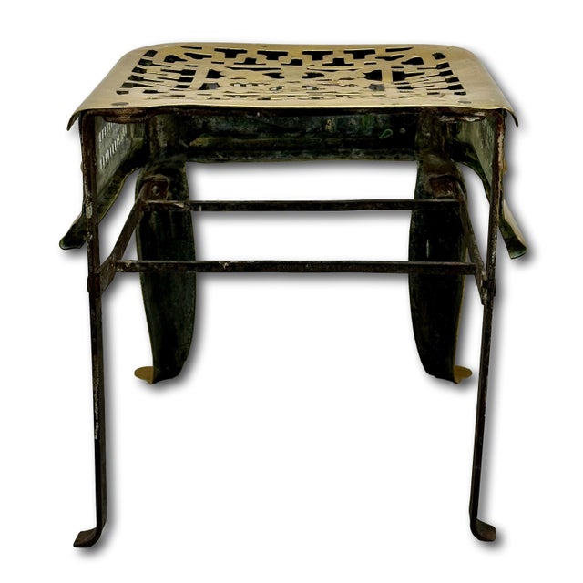 Large Antique Hand Wrought Iron & Solid Brass Fireplace - Hearth Kettle & Warming Trivet Stand - Circa Early 19th Century For Sale - Image 15 of 18