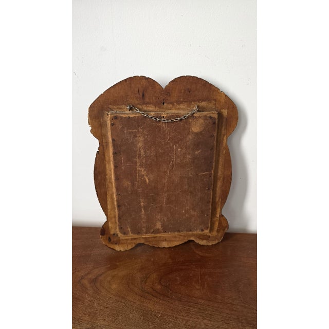 Antique Tramp Art Mirror, Folk Art Carved Wood Mirror, Rustic Americana Wall Decor, Hand Carved Wooden Frame For Sale - Image 15 of 15
