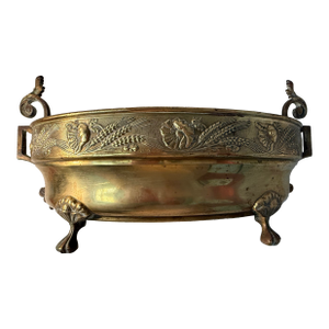 French, Antique Brass Footed Jardiniere