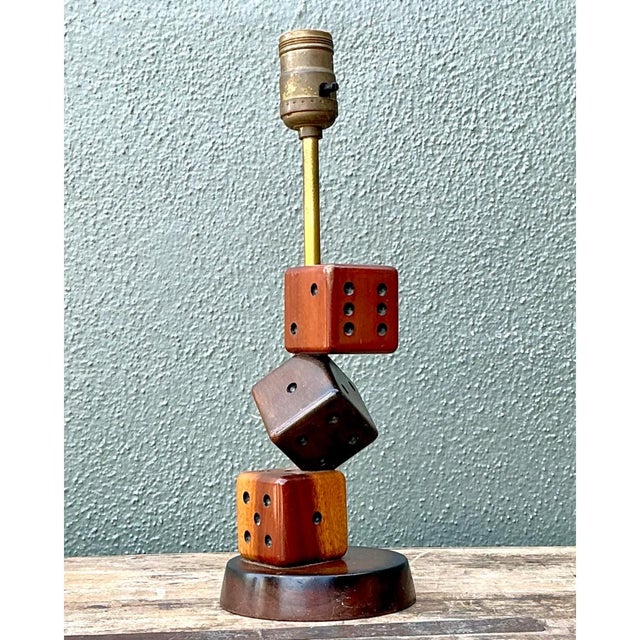 Vintage Wood Dice Desk Lamp For Sale In West Palm - Image 6 of 12