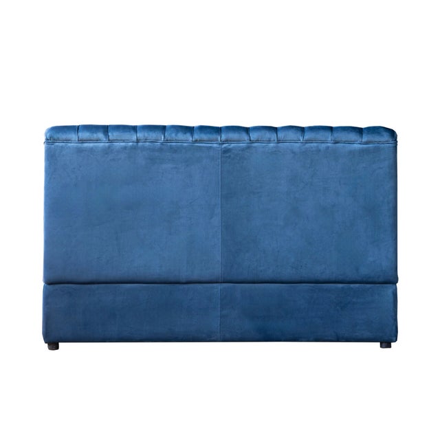 Not Yet Made - Made To Order Matthew Izzo Home Estelle Navy Velvet Straight Banquette Sofa For Sale - Image 5 of 6