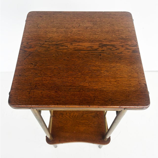 Early 20th Century Early 20th Century Ernst Rockhausen German Arts and Crafts Pedestal Stand in Wood and Brass For Sale - Image 5 of 11