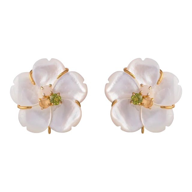 Mother of Pearl Earrings, a pair For Sale