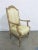 French 20th Century Louis XVI Carved Painted Arm Chair For Sale - Image 3 of 8