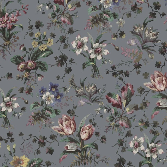 House of Hackney Tulipa Wallpaper - Pewter, Sample For Sale