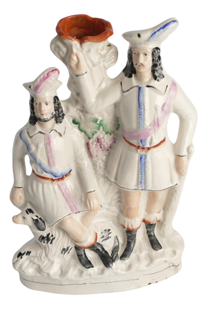 Victorian Robin Hood and Little John Spill Vase by Staffordshire, 1860s