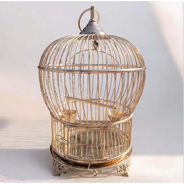 Mid-Century Modern Vintage Anglo Indian Domed Brass Bird Cage… For Sale - Image 3 of 8