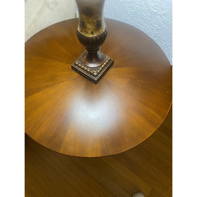 Casana Matching Round Coffee Table + End Table Set - Dark Wood For Sale - Image 4 of 5