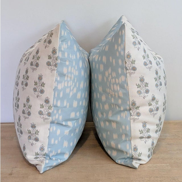 Gp & J Baker Poppy Sprig Pillows in Aqua With Les Touches For Sale In Greensboro - Image 6 of 9