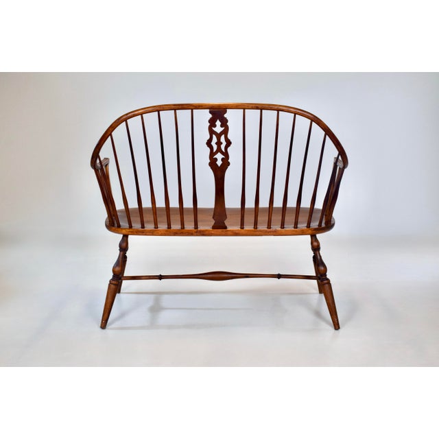 Early 20th C. Windsor Bench Settee For Sale - Image 10 of 14