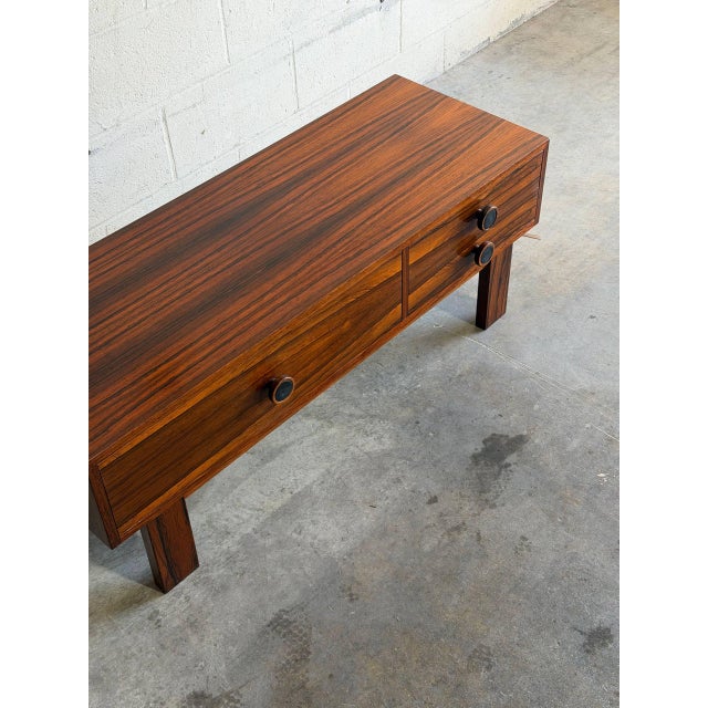 Rosewood Low Chest Entry Bench Drawers Symmetrical Grain Storage Sweden 1960s For Sale - Image 9 of 10