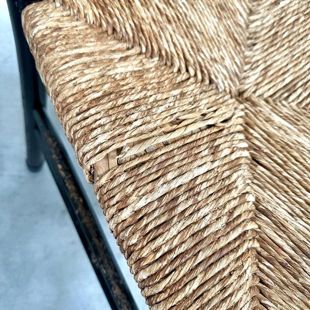 Mid-Century Ladder Back Dining Chairs with Wicker Seats, 1950s, Set of 4 For Sale - Image 6 of 9