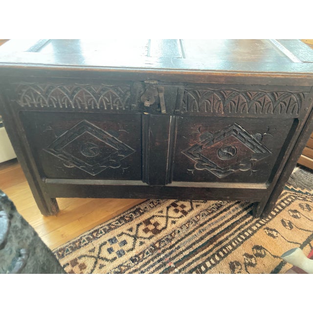 18th Century Carved Oak Chest For Sale - Image 9 of 12
