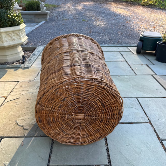 1940s Tall Sturdy Vintage Wicker Basket For Sale - Image 5 of 5